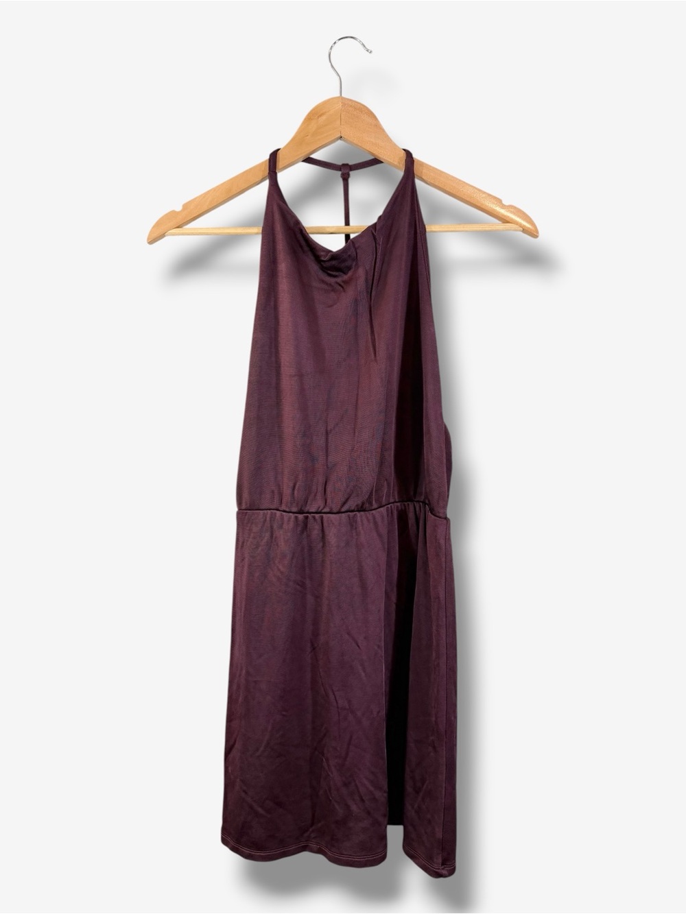 Wilfred Free Ophelie Plum Halter Open Back Mini Dress XS Minimalist Date Night
